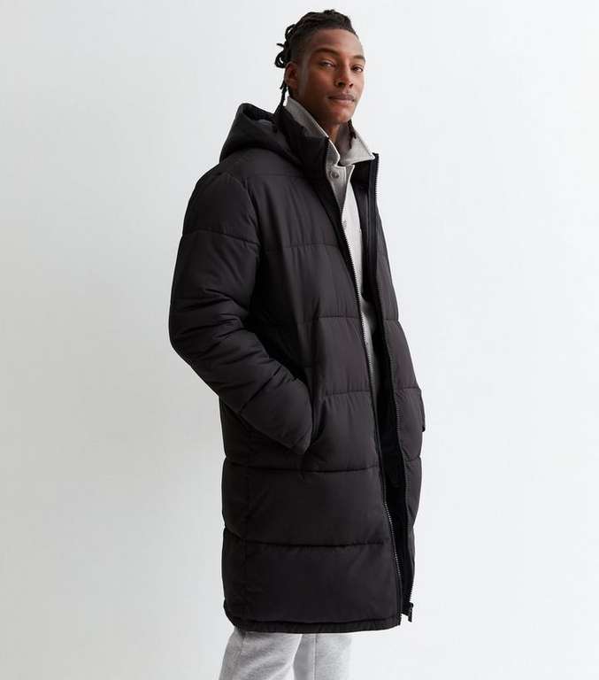 Black Longline Hooded Puffer Coat S/M