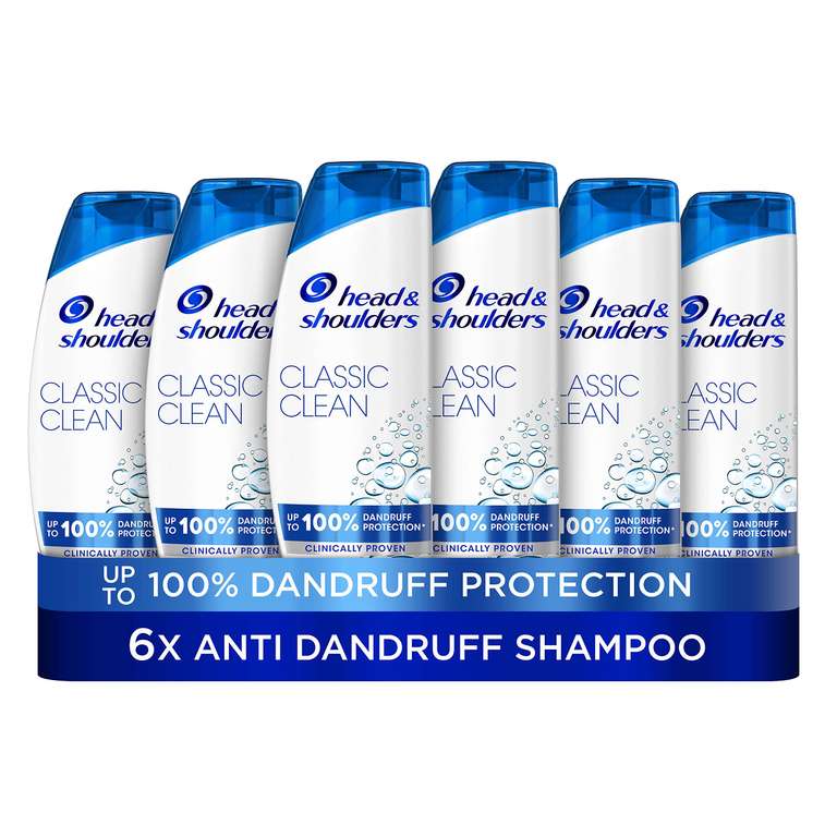 Head & Shoulders Classic Clean Dandruff Shampoo, Pack of 6 ( 6 x 250 ml), Clinically Proven Deep Clean, UK 1 Shampoo (Or £14.25 S&S)