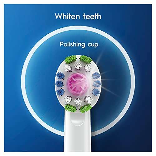 Oral-B Pro 3D White Electric Toothbrush Head, X-Shaped Bristles And Unique Polishing Cup Pack of 10