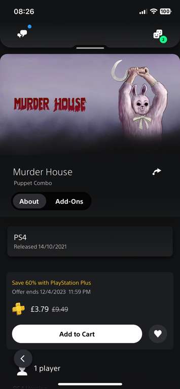 Murder House PS4 - £5.69 / £3.79 (PS Members) @ Playstation Store