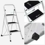 SONGMICS Step Ladder, 3-Step, Folding Ladder, Safety Lock, Space-Saving Storage, Max 150kg - w/code - Sold & fulfilled by SONGMICS HOME UK