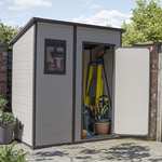 Keter Manor Outdoor Pent Single Door Garden Storage Shed 6 x 4ft Beige Brown Wood Effect Fade Free