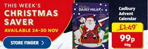 Cadbury Dairy Milk Advent Calendar 90g 99p @ Aldi