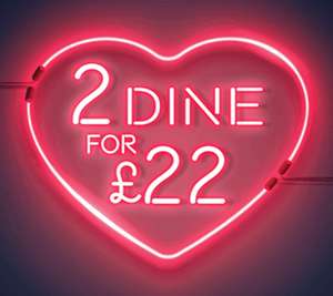 Two dine (2 Mains / 2 Desserts / 2 Drinks) for £22 on Valentine's Day @ Wetherspoons