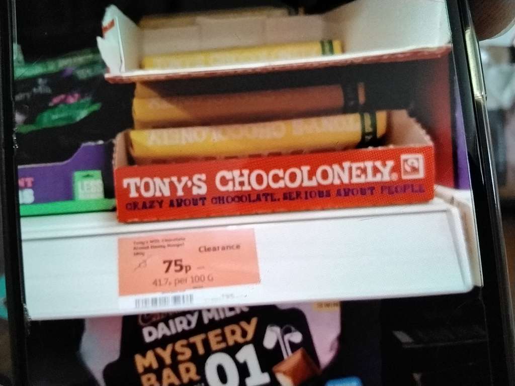 Tonys Milk Chocolate Almond, Honey Nougat 75p in store, Guylian Belgian chocolates salted caramel 37p @ Sainsburys (Midsomer Norton),