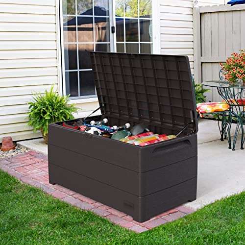 Duramax Cedargrain Durabox 416 Litre/ 110 Gallon, Outdoor Plastic Deck Box and Garden Furniture Organizer £59.99 @ Amazon