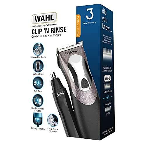 Wahl Clip N Rinse Hair Clipper for Men, washable Head, DIY Haircuts, Easy Home Haircutting