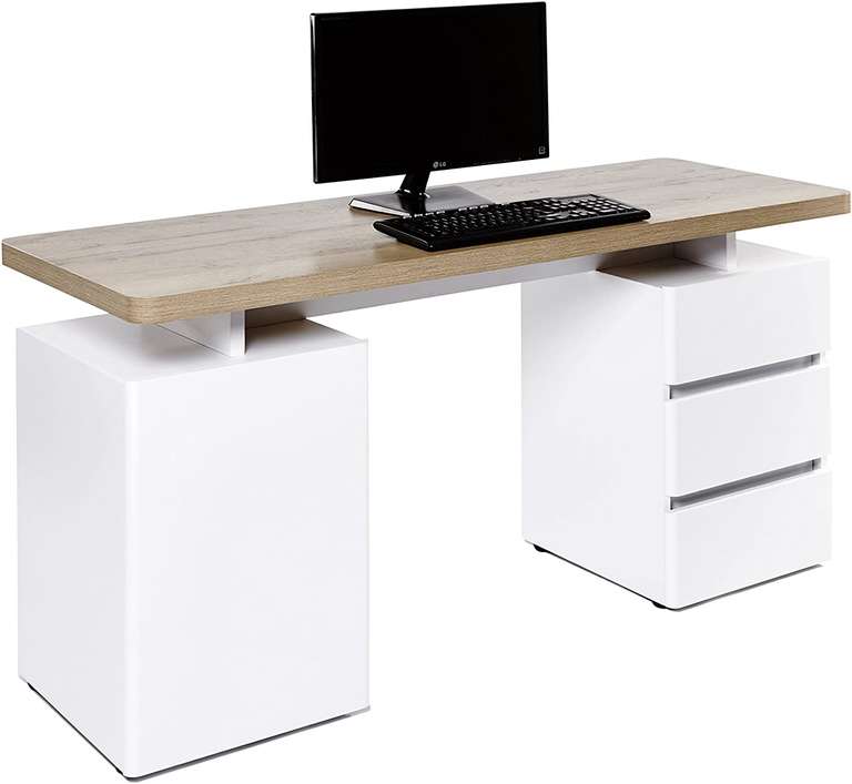 Light Brown Oak-Effect Brand  Movian Skadar 3-Drawer Desk 140 x 55 x 76cm 