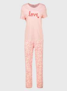 Pink Love Slogan Heart Pyjamas - Free C&C
