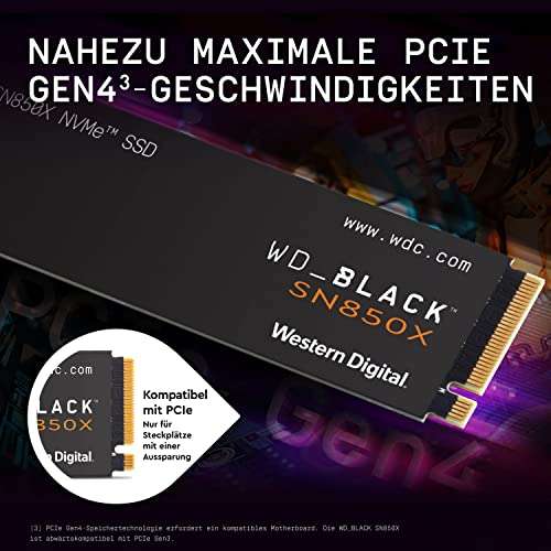 2TB - WD_BLACK SN850X PCIe NVMe 2280 SSD Internal SSD (Gaming Memory, PCIe Gen4 (7300/6600 MB/s R/W) Black