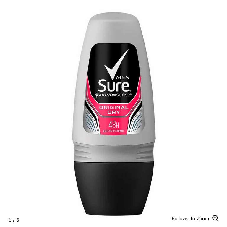 Sure For Men Original Roll On Deodorant 50ml - £0.60 + Free Click & Collect @ Wilko