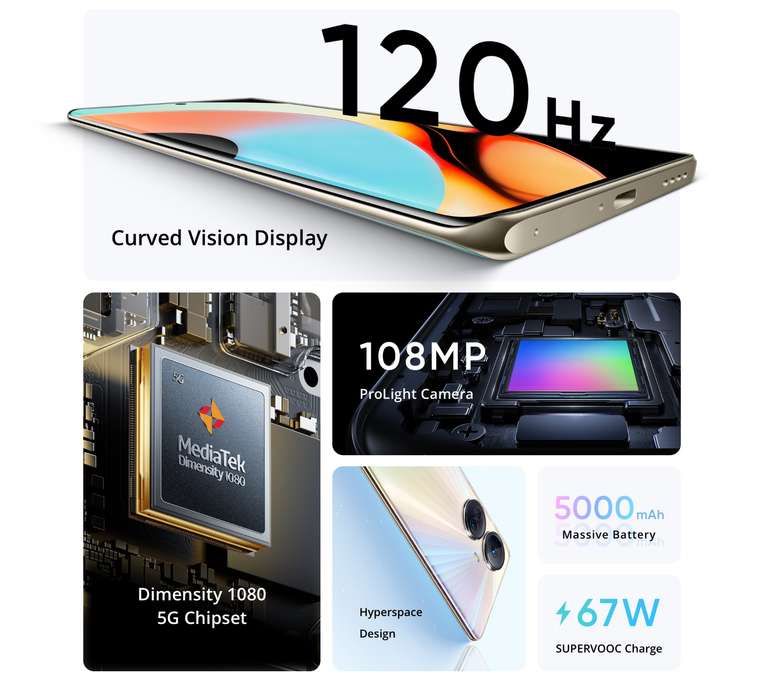 Realme 10 Pro Plus - Global Version 8/128GB Dimensity 1080 120Hz AMOLED display 108MP 67W Charger No NFC AliExpress /MeMall Store