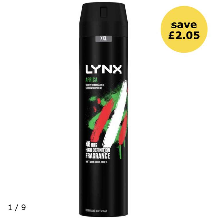 Lynx XXL Africa 48 Hour Fresh Deodorant & Bodyspray 250ml Free Click & Collect @Wilkos