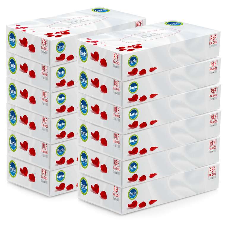 Farla Medical Facial Tissues - Pack of 12 Tissue Boxes W/Voucher, Sold & Dispatched By Farla Medical Healthcare