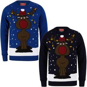 Men's Jumbled Rudolph Christmas knitted Jumper with Code