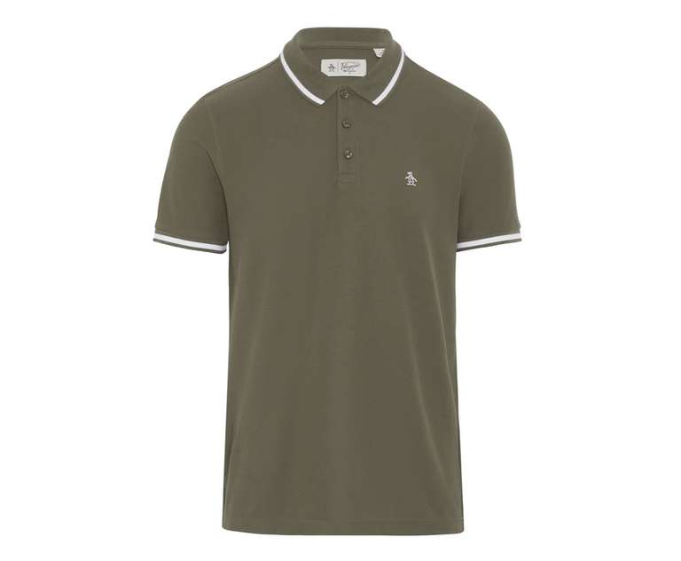 Penguin Short Sleeve Polo Shirt with contrast tipping in Yale W/Code