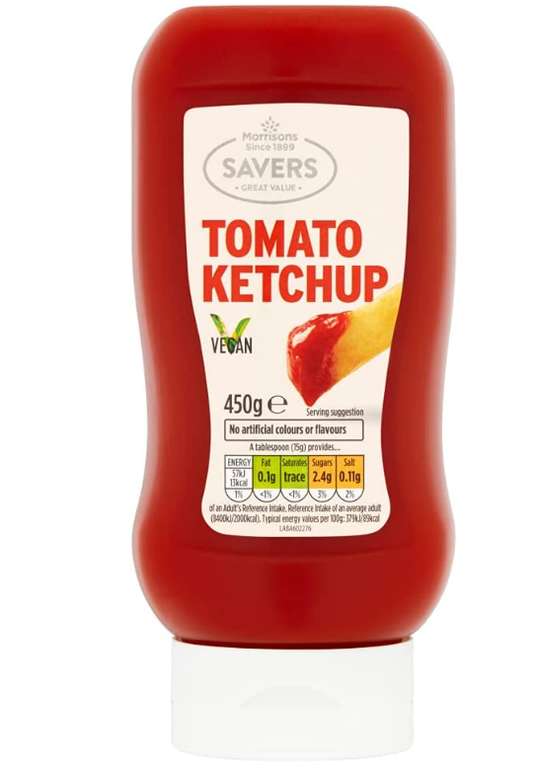 Morrisons savers tomato ketchup 450g 36p instore Cardiff