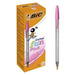 BIC Cristal Fun Ballpoint Pens, Pink Ink Smudge-Proof Writing Pens and Wide Point (1.6mm), Pack of 20 £3.52 @ Amazon