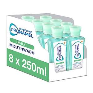 Sensodyne Pronamel Mouthwash Multipack, Daily Enamel Care Alcohol Free Mouthwash, 250 ml, Pack of 8, £18 @ Amazon