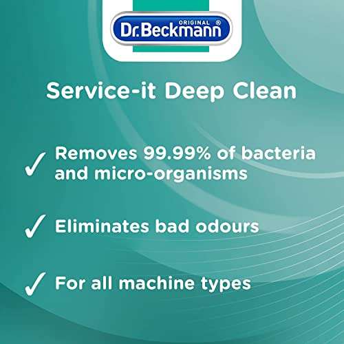 Dr.Beckmann Service-it Deep Clean Washing Machine Cleaner, 1 Treatment £2.50 /£2.38 Subscribe and Save (Possible 20% voucher/£1.87) @ Amazon