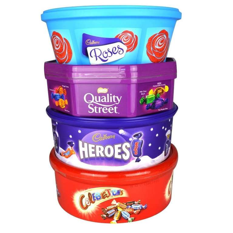Chocolate Tubs - Roses, Quality Street / Celebrations / Cadbury Heroes - 2 for £7 @ Morrisons