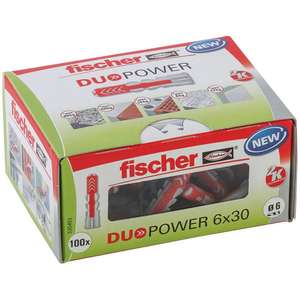 100 x fischer DuoPower 6 x 30, Powerful Universal Plug with Intelligent 2-Component Technology for fastenings Concrete, Bricks plasterboard