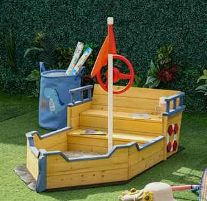 Kids Wooden Sandbox Pirate Ship Sandboat w/ Bench Seat Storage Space (UK Mainland) £83.99 at outsunny ebay