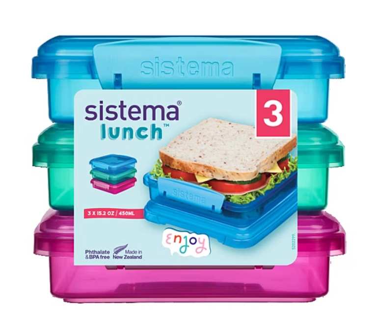 Sistema 450ml Sandwich Box - 3 Pack Free C&C