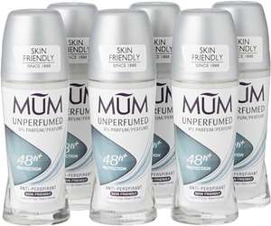 Mum Unperfumed Roll On Deodorant 50ml (Pack of 6) - £4.86 / £4.59 S&S