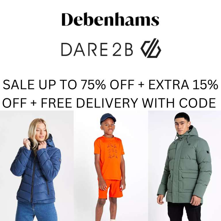 Sale - Up to 75% Off on Dare 2b Range + Free Delivery With Code - @ Debenhams sold by Dare2b