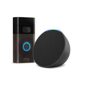 Ring Video Doorbell Venetian Bronze, Works with Alexa + Echo Pop Charcoal - Smart Home Starter Kit - £59.99 @ Amazon Prime Exclusive