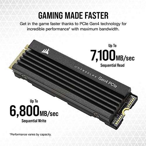 Corsair MP600 PRO LPX 2TB M.2 NVMe PCIe x4 Gen4 SSD - Optimised for PS5 (Up to 7,100MB/sec Read & 6,800MB/sec £117.99 delivered @ Amazon
