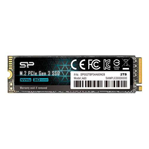 Silicon Power PCIe M.2 NVMe SSD 2TB Gen3x4 R/W up to 2,200/1,600MB/s Internal SSD - SP EUROPE / FBA