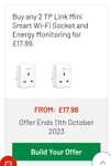 TP-Link Tapo P110 Mini Smart Wi-Fi Plug - Energy Monitoring (1 for £9.99, 2 for £17.99) - Free C&C