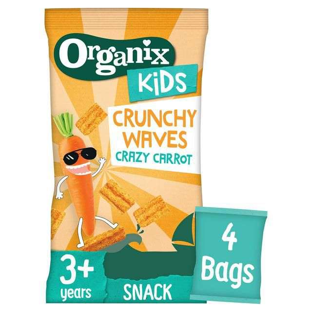 Organix Crunchy Waves Tangy Tomato/ Crazy Carrot 4x14g (Instore Grimsby)