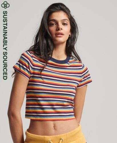 Superdry Womens Organic Cotton Vintage Crop T-Shirt sizes 6-14