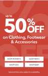 up to 50% on Clothing, Footwear , Electrical, Accessories & toys - Free C&C