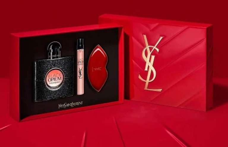 Yves Saint Laurent Black Opium 50ml eau de parfum + 10ml EDP Spray + Red Lip Compact Mirror Gift Set - With code