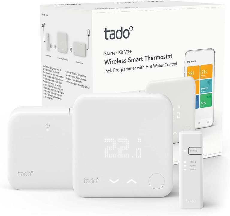 Tado V3+ Heating & Hot Water Wireless Smart Thermostat Starter Kit - £99.99 (free click & collect) @ Screwfix