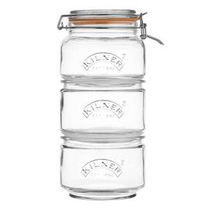 Kilner Stackable Storage Jar Set - One 0.9 Litre Clip Top and Two 0.88 Litre Push Top Jars - £6 (Free Click & Collect) @ Homebase