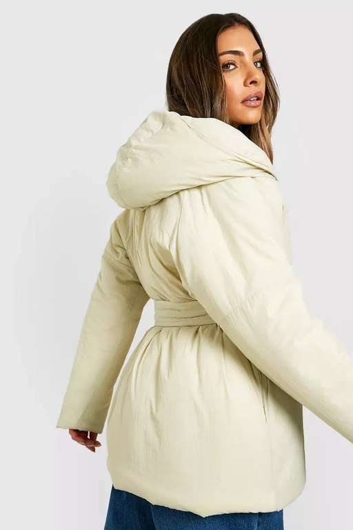 Belt Detail Puffer Jacket (in Stone) - £12.50 + Free Delivery With Code - @ Debenhams sold by Boohoo