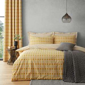 Elements Vete Ochre Reversible Duvet Cover and Pillowcase Set (Single) - £5 + Free Click and Collect at Dunelm