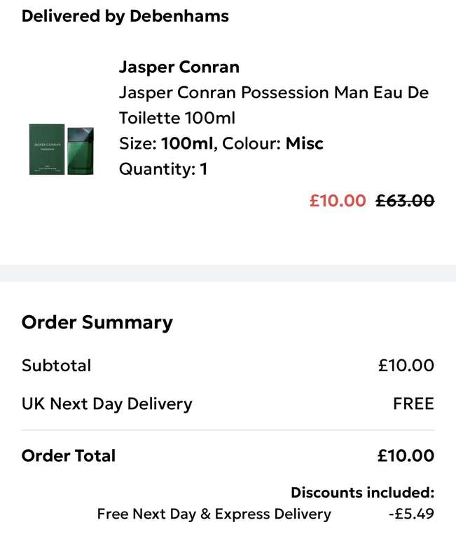 Jasper Conran Possession Man 100ml EDT - Free Next Day Delivery W/Code