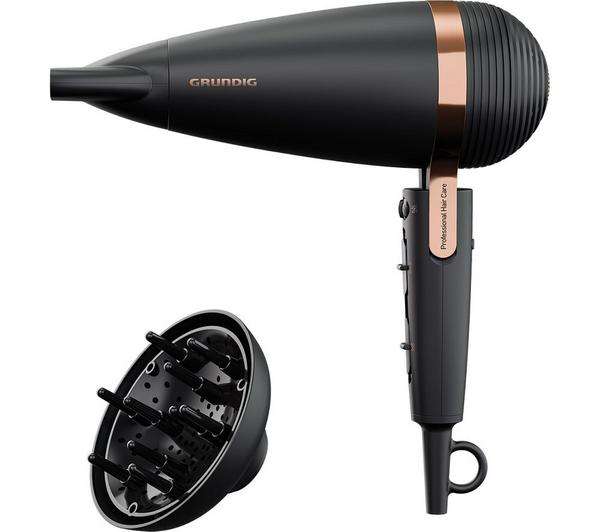GRUNDIG NaturaShine AC HD8080 Hair Dryer - Black & Copper - Free C&C
