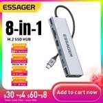 Essager 8-in-1 USB Hub With Disk Storage Function USB Type-c to HDMI Laptop Dock Station for Macbook Pro Air £25.67 @ AliExpress / Essager