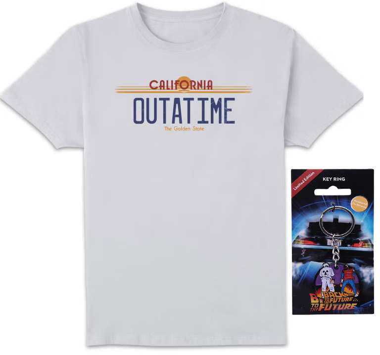 Back To The Future Outatime T-Shirt and Keyring
