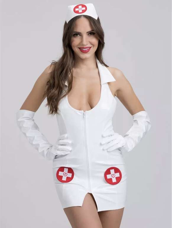 Lovehoney Fantasy Naughty PVC Look Nurse Costume w/code