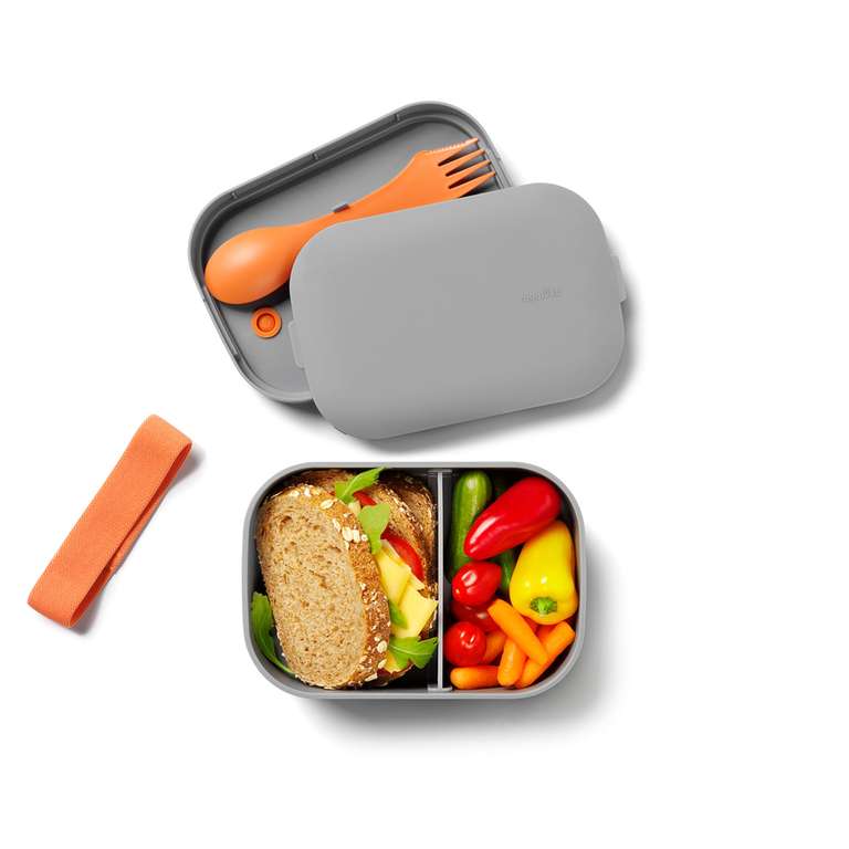 Royal VKB PS0158 Lunch Box – with Cutlery, 19 x 13 cm Lunch Box & Divider, Meal Prep Box
