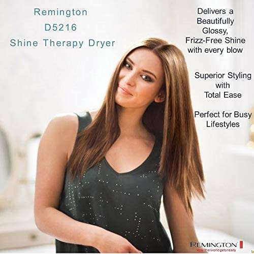 Remington Shine Therapy Hair Dryer with Power Dry and Cool Shot for a Frizz Free Shine, Quick Drying, 2300 W - D5216, White