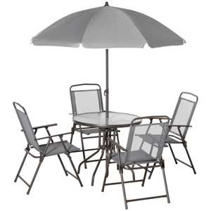 Outsunny 6 Piece Patio Dining Set with Umbrella 4 Folding Chairs - Used - Sold by Outsunny (UK Mainland)